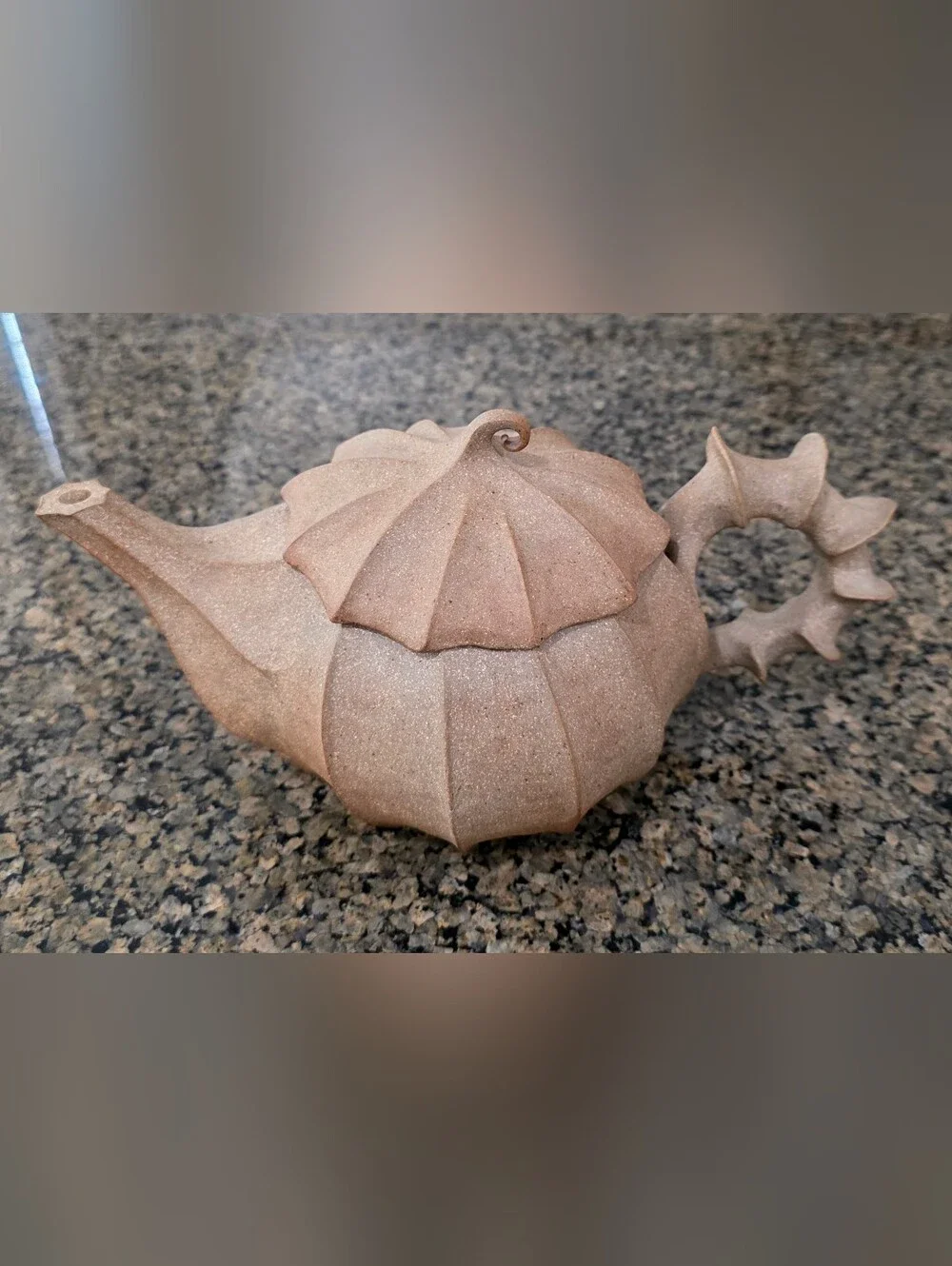Barbara Walch Pottery Teapot Handmade Built Sculptural Functional Pumpkin Like